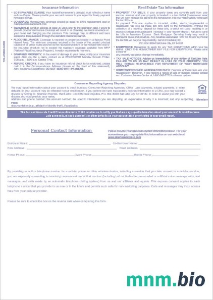 USA The American Express Bank wyciąg z kredytu hipotecznego w formatach Word i PDF, 3 strony 3